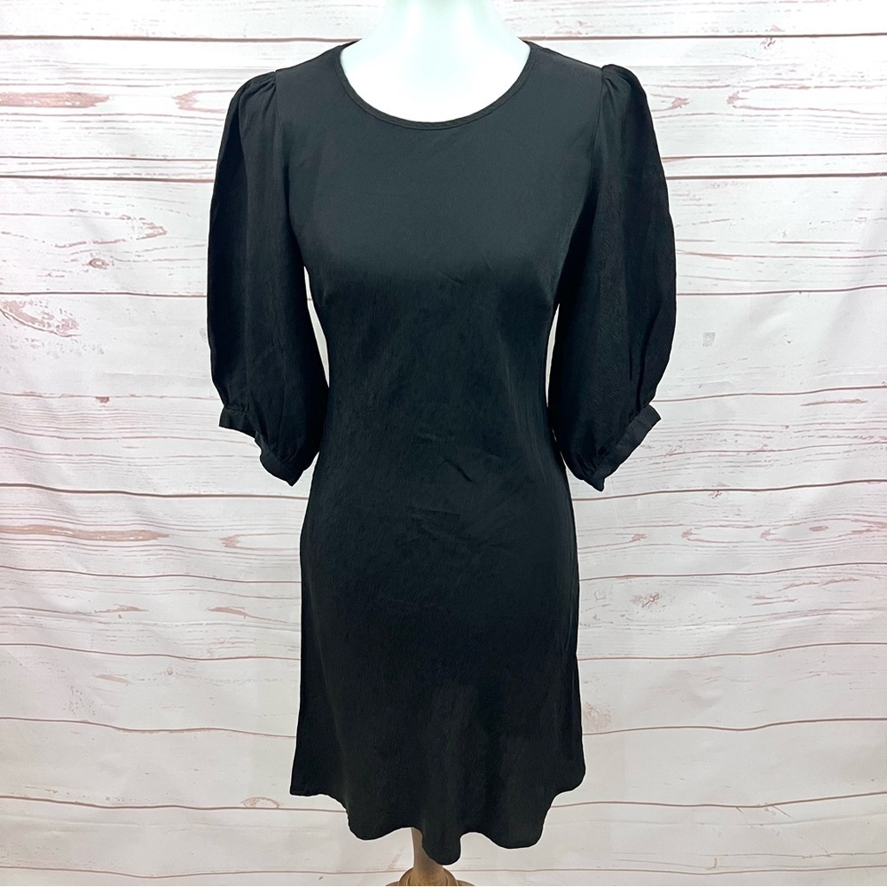 Auguste The Label Silky Jacquard Puff Sleeve Dress